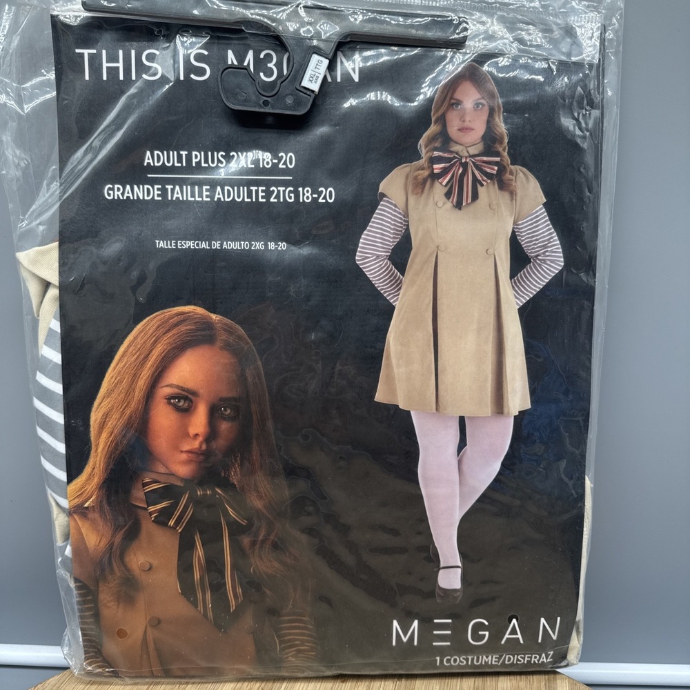 NEW Megan Halloween Costume M3gan Dress Cosplay Women's Size Adult Plus 2XL